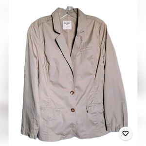 Old Navy Women Lightweight Khaki Tan Cotton Button Jacket Casual Blazer Size L